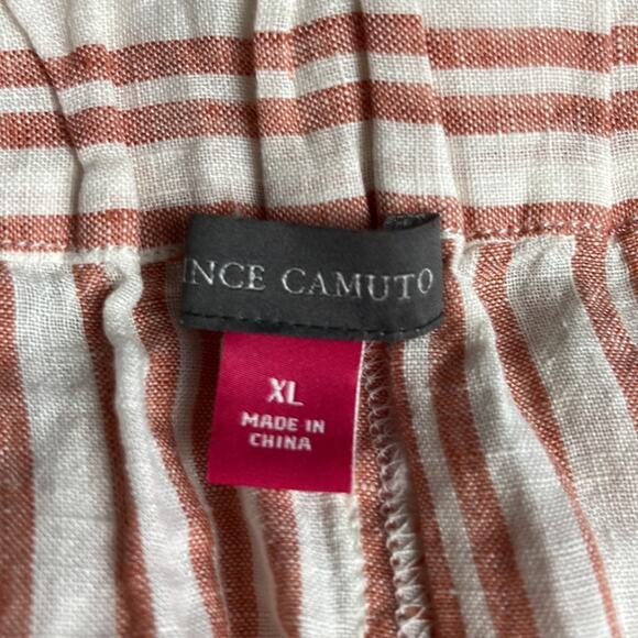 Vince Camuto 100% Linen Striped Cropped Belted Wide Leg Pants Women's XL NWT - Picture 7 of 7